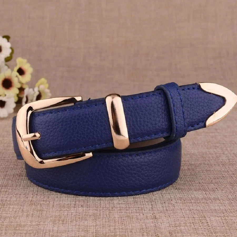 Women's Leather Belt - Vintage Pin Buckle Trouser Belt