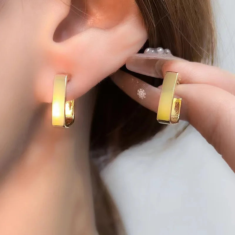 Geometric Gold Metal Drop Earrings