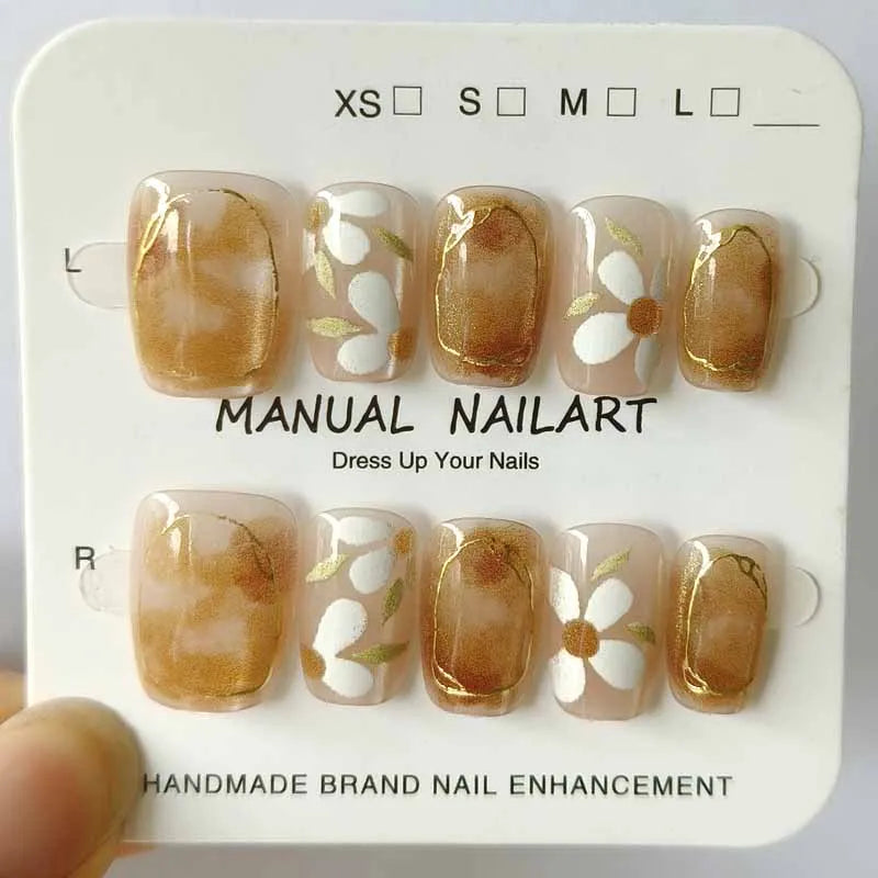 3D Embroidery Floral Press-On Nails - 10 Piece Set