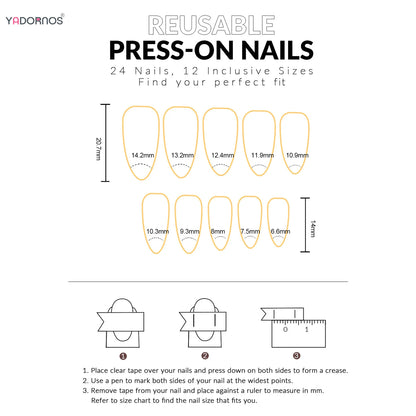 Y2K Star & Moon Press On Nails - Gradient Blue French Tips (24pcs)
