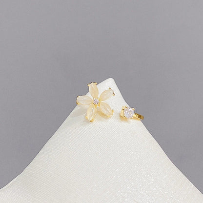 Flower Opal Ring - Stainless Steel Floral Wedding & Aesthetic Jewelry