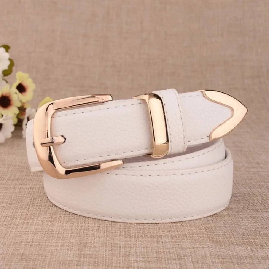 Women's Leather Belt - Vintage Pin Buckle Trouser Belt