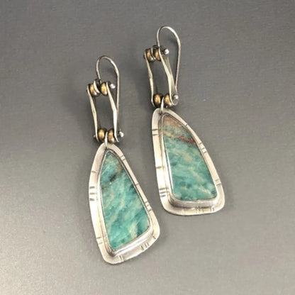 Turquoise Dangle Earrings - Vintage Boho Irregular Drop Ethnic Jewelry