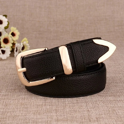 Women's Leather Belt - Vintage Pin Buckle Trouser Belt