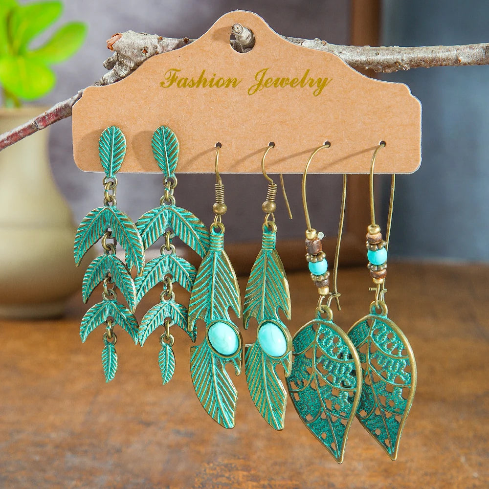 Boho Pendant/Vintage women's Round Ear Set Pendientes Earrings Unusual Women's Antique Jewelry Everyday Wear Gift