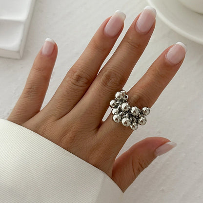 Irregular Metal Ball Ring - Creative Open Finger Ring for Women & Men