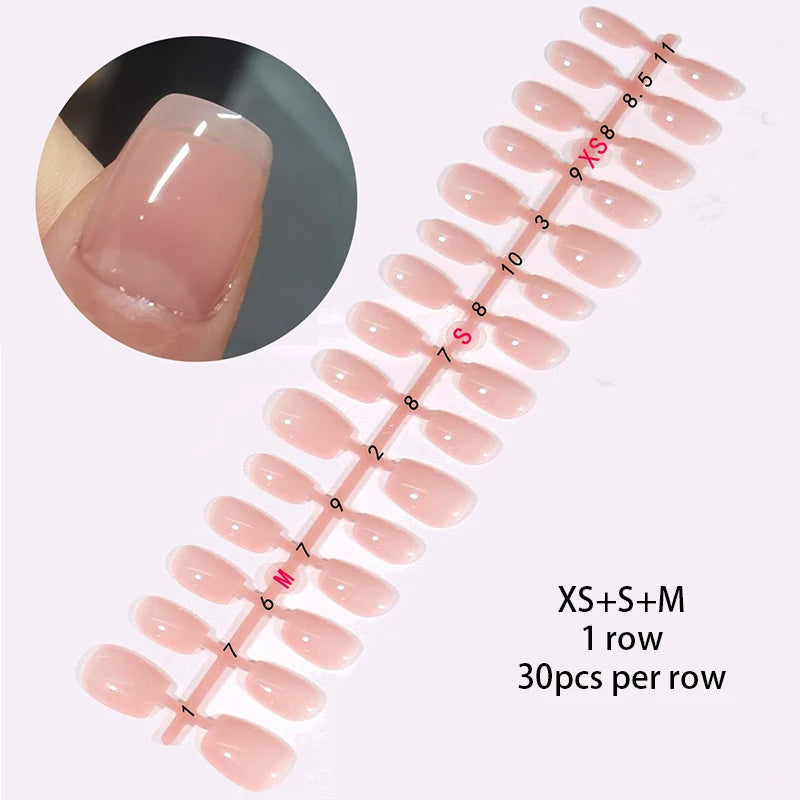 24-Piece White French Press-On Nails - Full Cover Artificial Nail Set