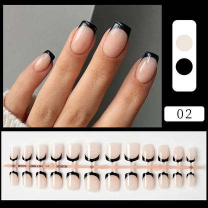 24-Piece White French Press-On Nails - Full Cover Artificial Nail Set