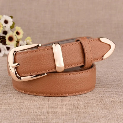 Women's Leather Belt - Vintage Pin Buckle Trouser Belt