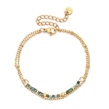 Lapis Lazuli Turquoise Bracelet - 18K Gold Plated Boho Chain Jewelry