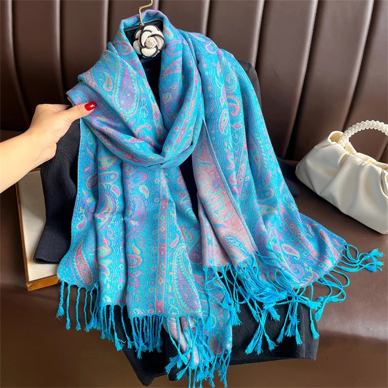 Autumn Paisley Pashmina Scarf - Premium Jacquard Cashmere Wrap