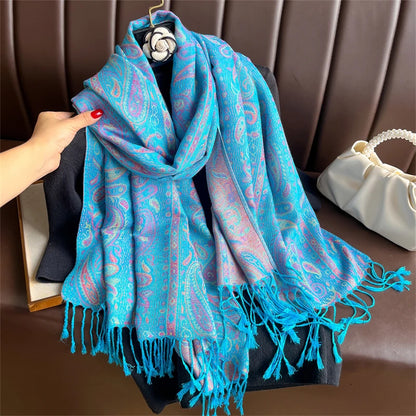 Autumn Paisley Pashmina Scarf - Premium Jacquard Cashmere Wrap