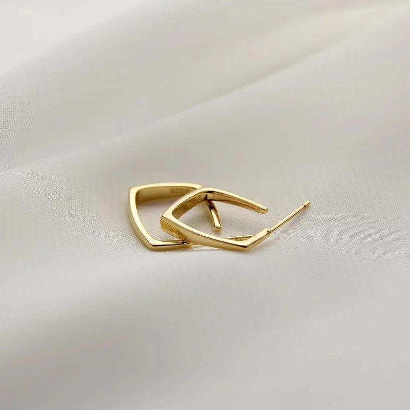 Geometric Gold Metal Drop Earrings