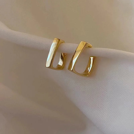 Geometric Gold Metal Drop Earrings