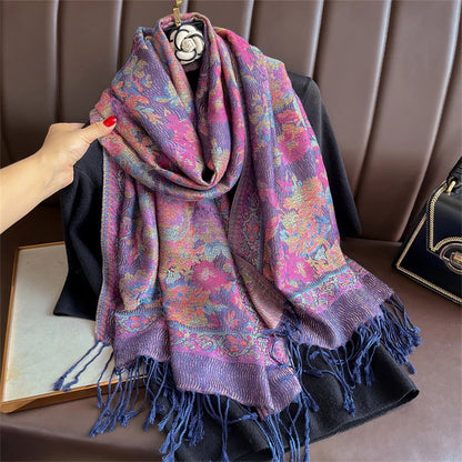 Autumn Paisley Pashmina Scarf - Premium Jacquard Cashmere Wrap