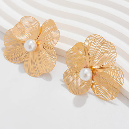 Punk Metal Flower Stud Earrings - Vintage Gothic Geometric Jewelry