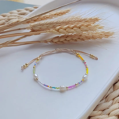 Colorful Miyuki Bead Bracelet - Dainty Glass & Pearl Boho Jewelry
