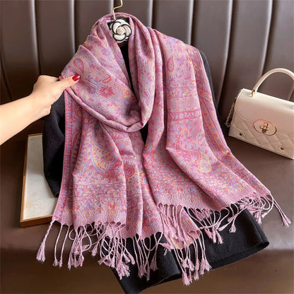 Autumn Paisley Pashmina Scarf - Premium Jacquard Cashmere Wrap