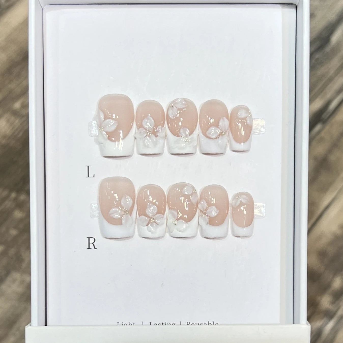 Sweet Butterfly Press-On Nails - 10pc Handmade Glossy Diamond False Nails Set