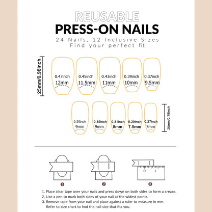 24-Piece Ballet Press-On Nails - Pink White Bow French Diamond Summer Set