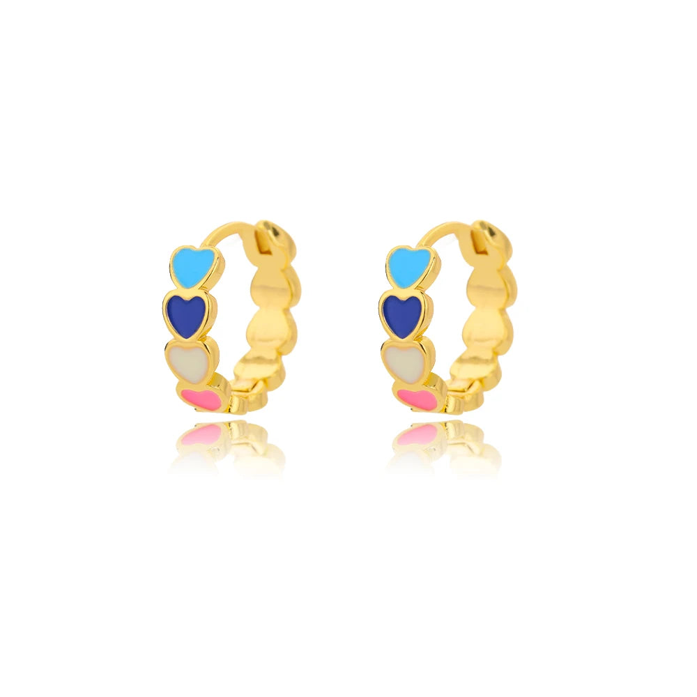 Rainbow Zircon Hoop Earrings - Stainless Steel