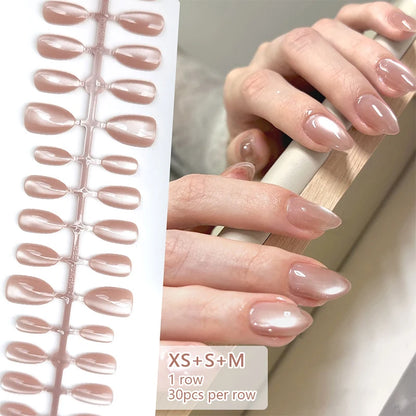 24-Piece White French Press-On Nails - Full Cover Artificial Nail Set