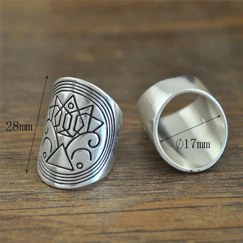 Vintage Boho Ring Set - 4-Piece Tibetan Silver Carved Bands