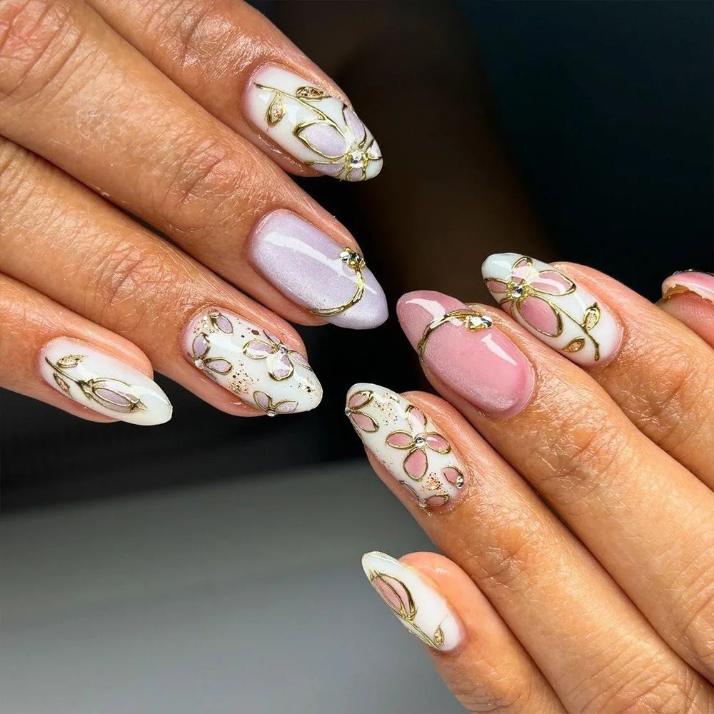 Y2K Star & Moon Press On Nails - Gradient Blue French Tips (24pcs)