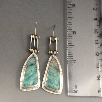 Turquoise Dangle Earrings - Vintage Boho Irregular Drop Ethnic Jewelry