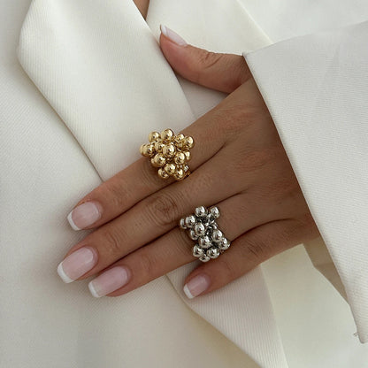 Irregular Metal Ball Ring - Creative Open Finger Ring for Women & Men