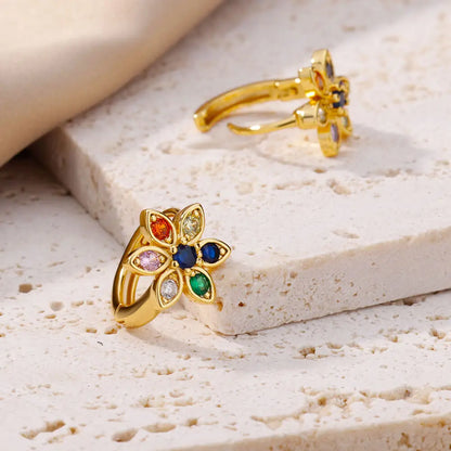 Rainbow Zircon Hoop Earrings - Stainless Steel