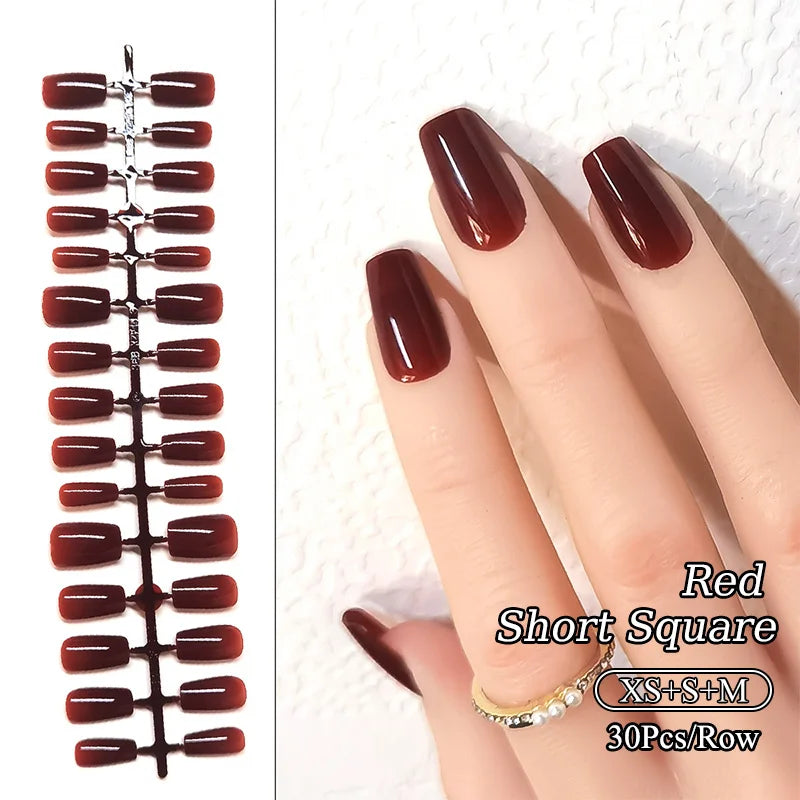 24-Piece White French Press-On Nails - Full Cover Artificial Nail Set