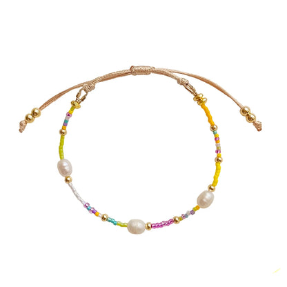 Colorful Miyuki Bead Bracelet - Dainty Glass & Pearl Boho Jewelry