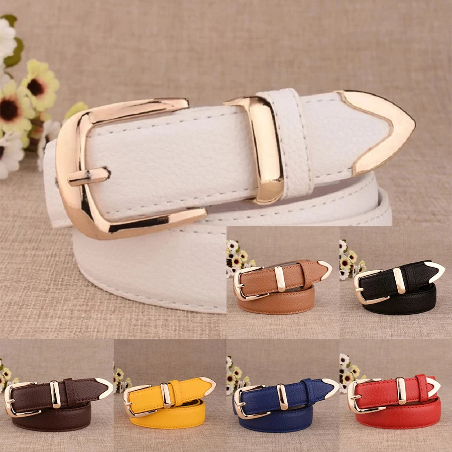 Women's Leather Belt - Vintage Pin Buckle Trouser Belt
