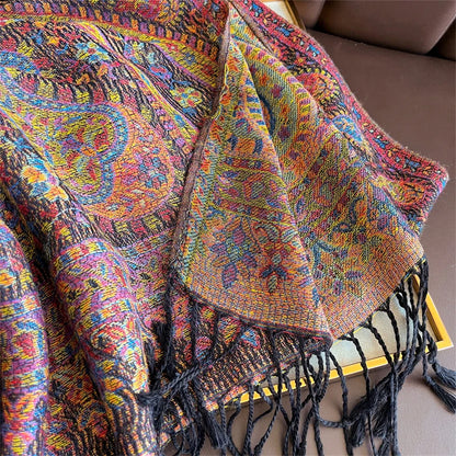 Autumn Paisley Pashmina Scarf - Premium Jacquard Cashmere Wrap
