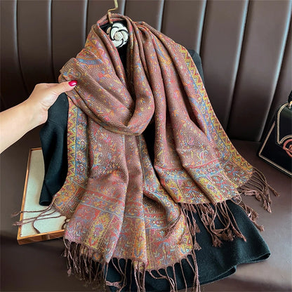 Autumn Paisley Pashmina Scarf - Premium Jacquard Cashmere Wrap