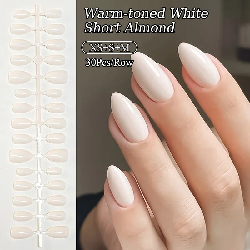 24-Piece White French Press-On Nails - Full Cover Artificial Nail Set