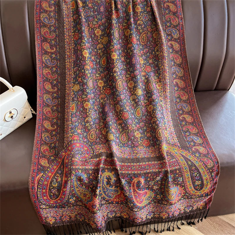 Autumn Paisley Pashmina Scarf - Premium Jacquard Cashmere Wrap