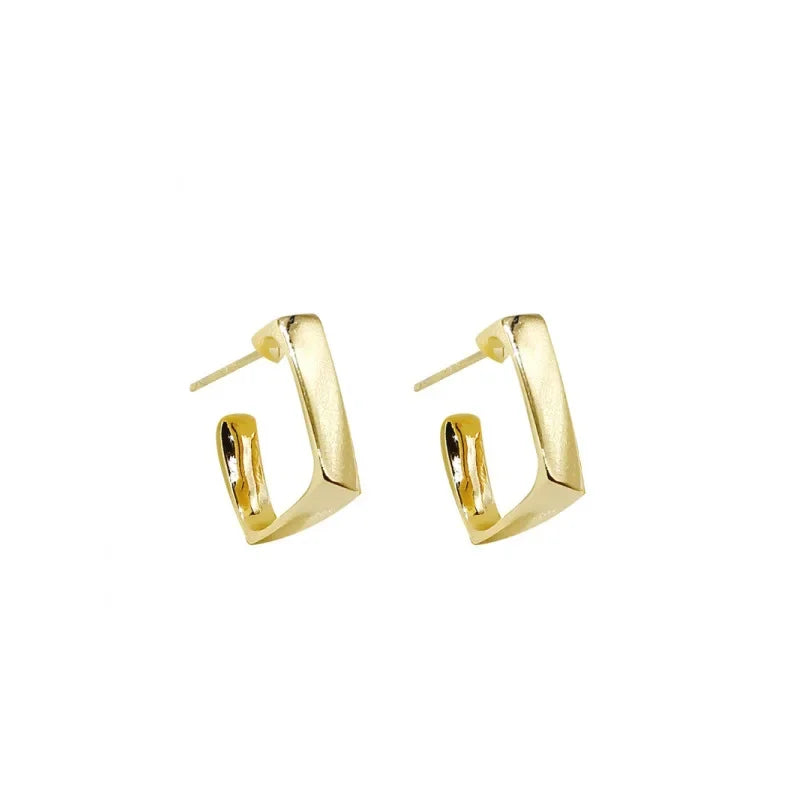 Geometric Gold Metal Drop Earrings