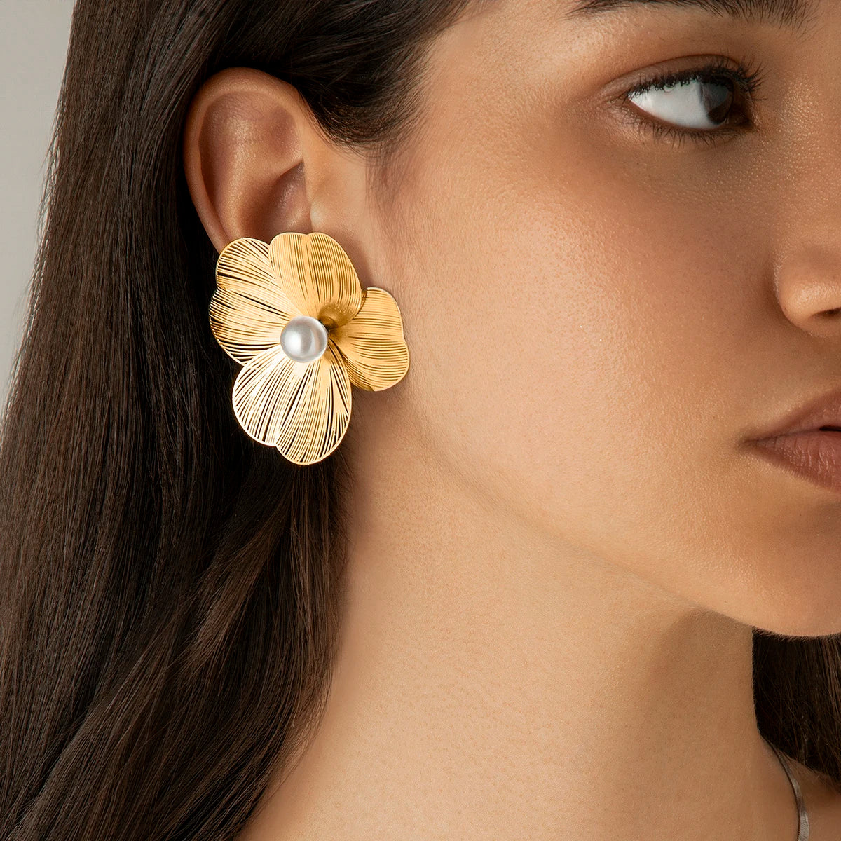 Punk Metal Flower Stud Earrings - Vintage Gothic Geometric Jewelry