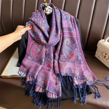 Autumn Paisley Pashmina Scarf - Premium Jacquard Cashmere Wrap