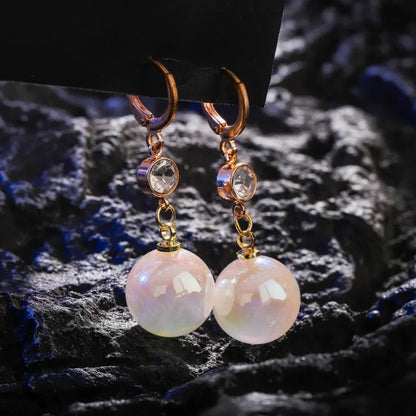 Pearl & Rhinestone Long Drop Earrings - Elegant Floral Wedding Pendant Earrings