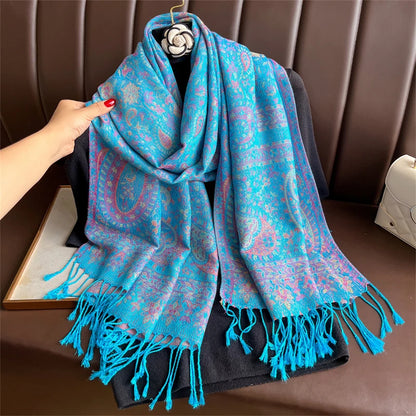 Autumn Paisley Pashmina Scarf - Premium Jacquard Cashmere Wrap