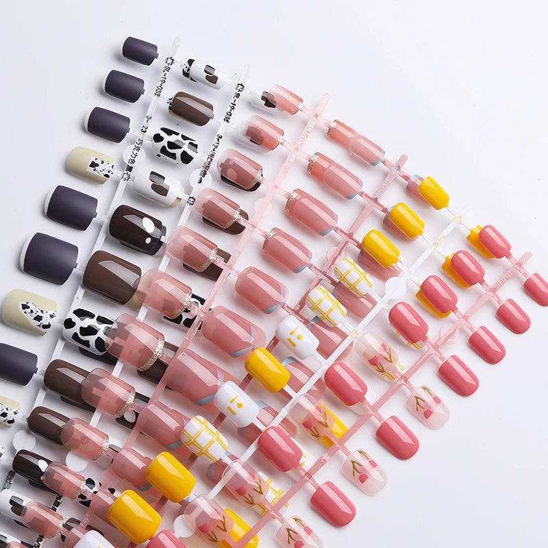24-Piece White French Press-On Nails - Full Cover Artificial Nail Set
