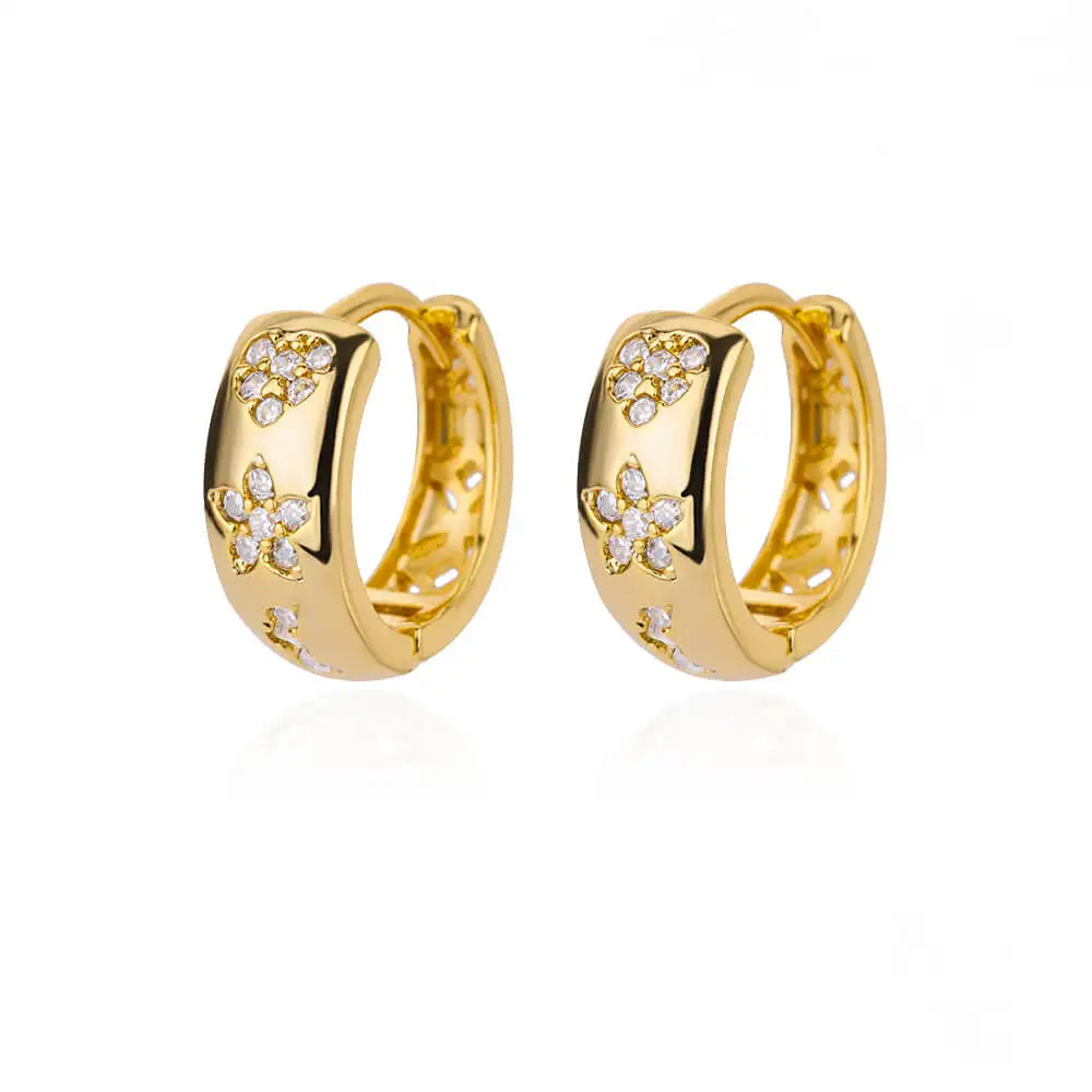 Rainbow Zircon Hoop Earrings - Stainless Steel