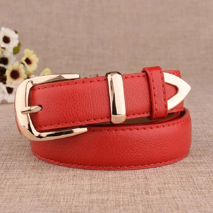 Women's Leather Belt - Vintage Pin Buckle Trouser Belt