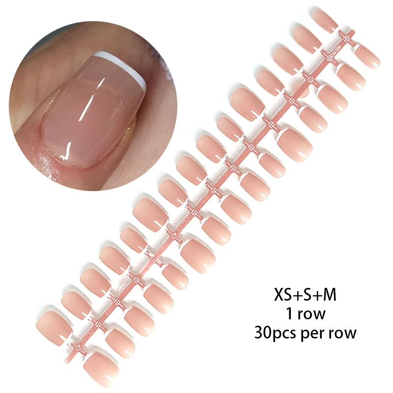 24-Piece White French Press-On Nails - Full Cover Artificial Nail Set