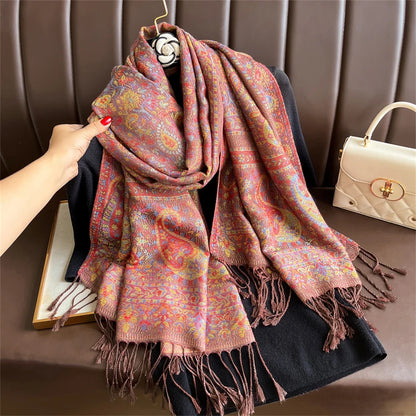 Autumn Paisley Pashmina Scarf - Premium Jacquard Cashmere Wrap