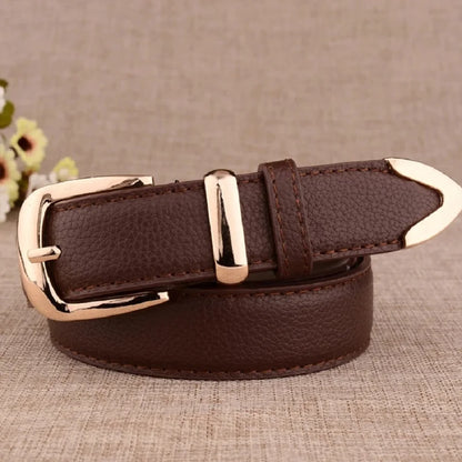 Women's Leather Belt - Vintage Pin Buckle Trouser Belt