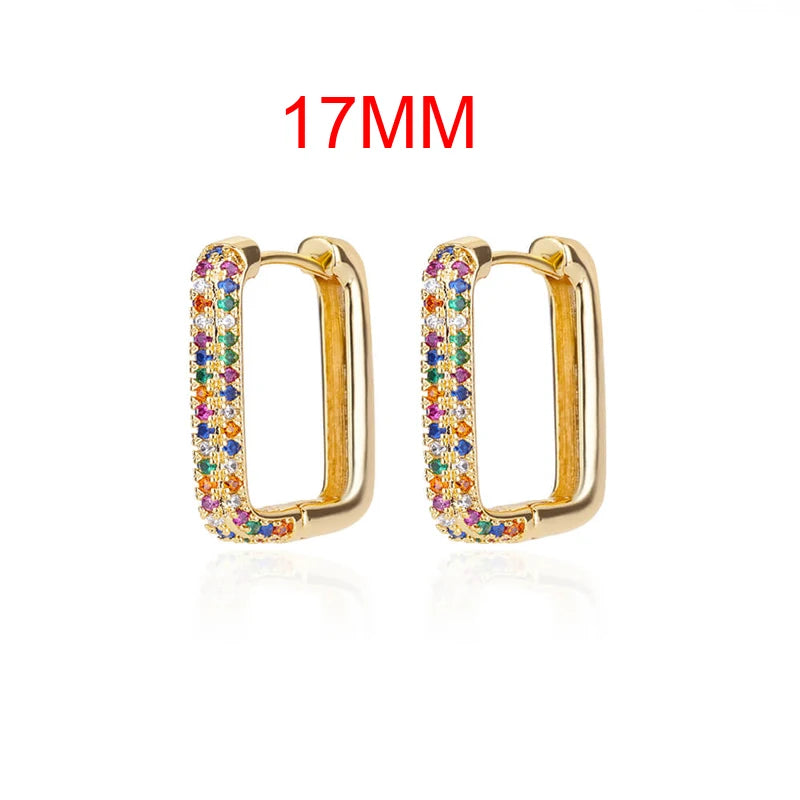 Rainbow Zircon Hoop Earrings - Stainless Steel